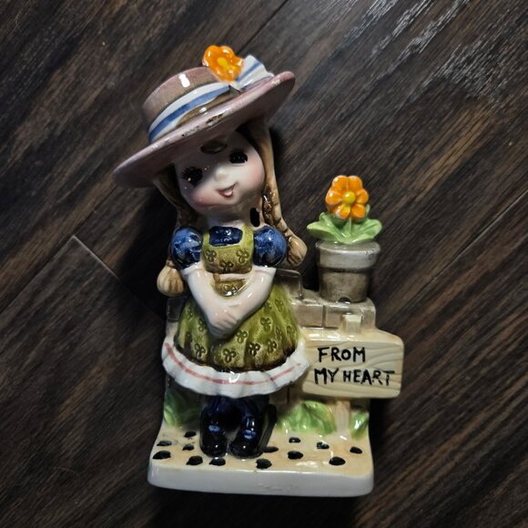 Vintage LEFTON Hand-Painted Ceramic "Holly Twenty" Figurine FROM MY HEART - Picture 9 of 12